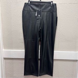 Bagatelle Collection Faux Leather Slit Hem Legging High Rise Pants Black L